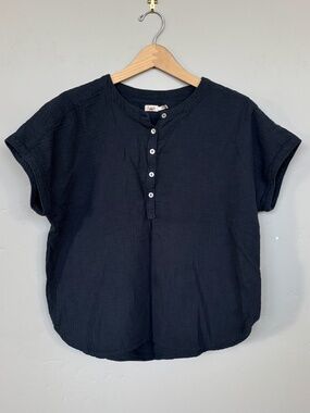 Faherty Dream Cotton Gauze Desmond Top Navy Size XL